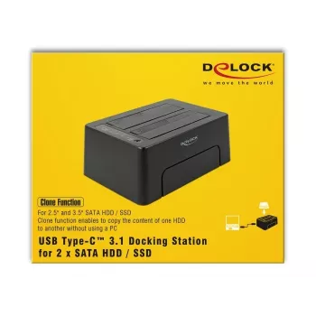 DeLOCK - Docking station para HDD compartimentos: 2 - SATA 6Gb/s - 6 Gbit/s - USB 3.1 (Gen 2) - preto (63957)