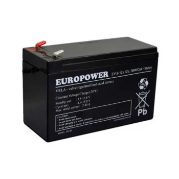 Bateria selada de chumbo-ácido europower EV 12-9 — 12 V 9 Ah para UPS e energia de emergência
