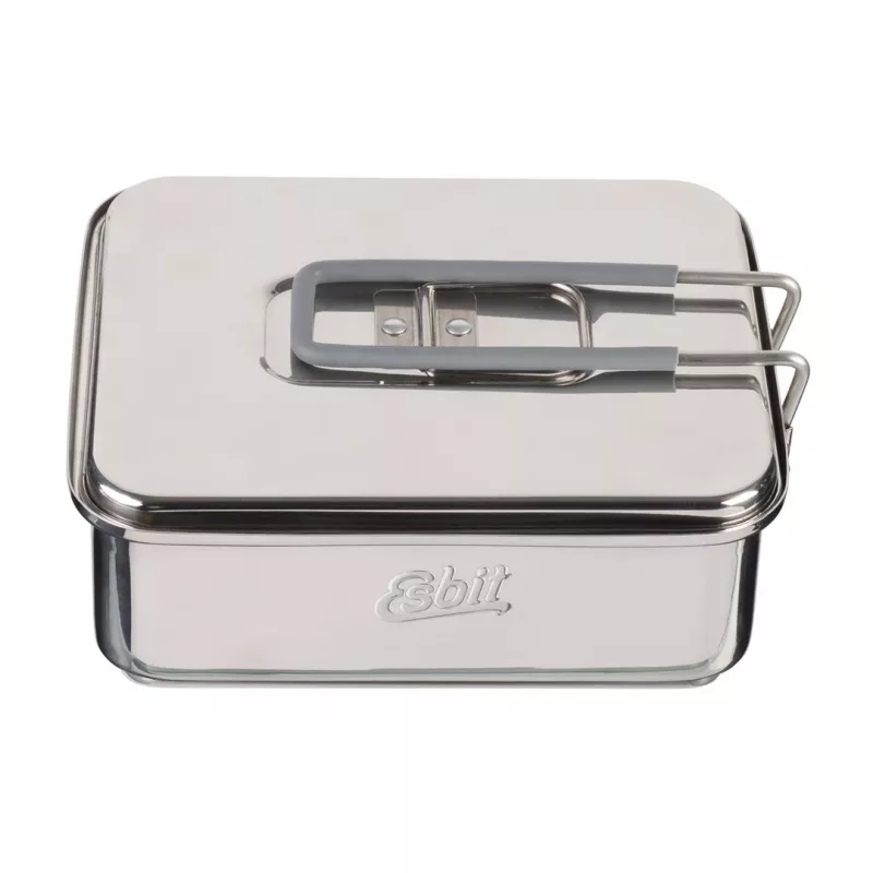 Conjunto de cozinha de campismo ESBIT CS1100ST — alumínio e aço inoxidável, 1,1 L, 659 g, preto/prateado