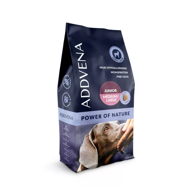 ADDVENA Power of Nature Junior Medium/Large Lamb - ração seca para cães - 10 kg