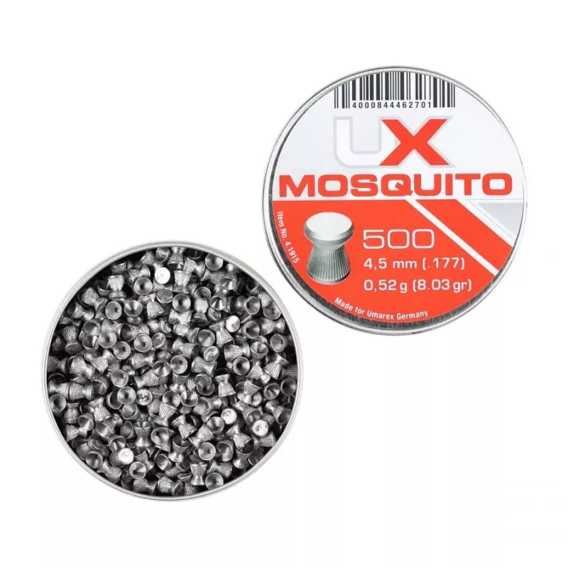 Diabolos para carabina de ar UMAREX Mosquito plano 4,5 mm, 0,52 g, 500 unid., diabolo plano, prateado