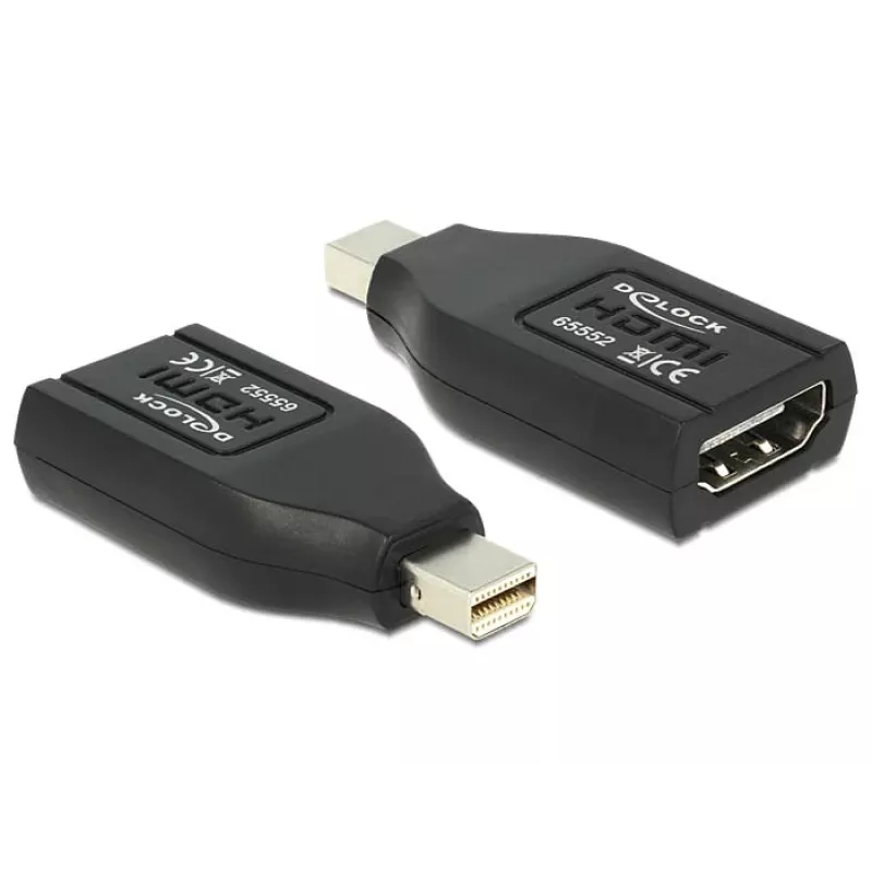 DeLOCK – Adaptador de vídeo/áudio – HDMI – HDMI, 19 pinos (W) – Mini DisplayPort (M) – (DisplayPort 1.1) – preto (65552)