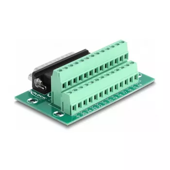 DeLOCK D-Sub 25 pinos macho para barra de terminais para calha DIN 51 mm × 86 mm × 30 mm