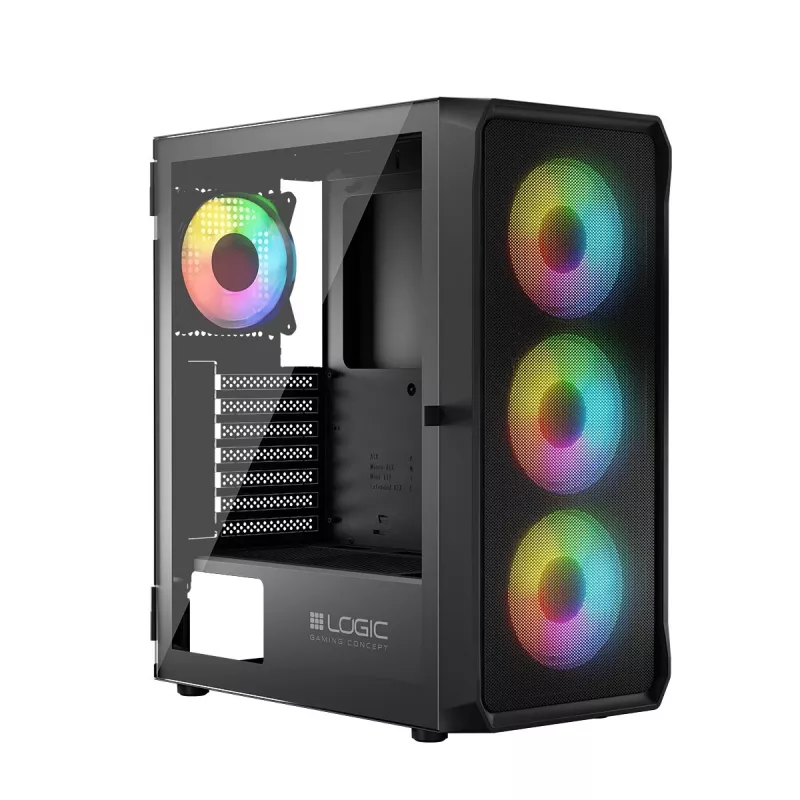 Caixa LOGIC CONCEPT Portos ARGB ATX Mid-Tower, preto