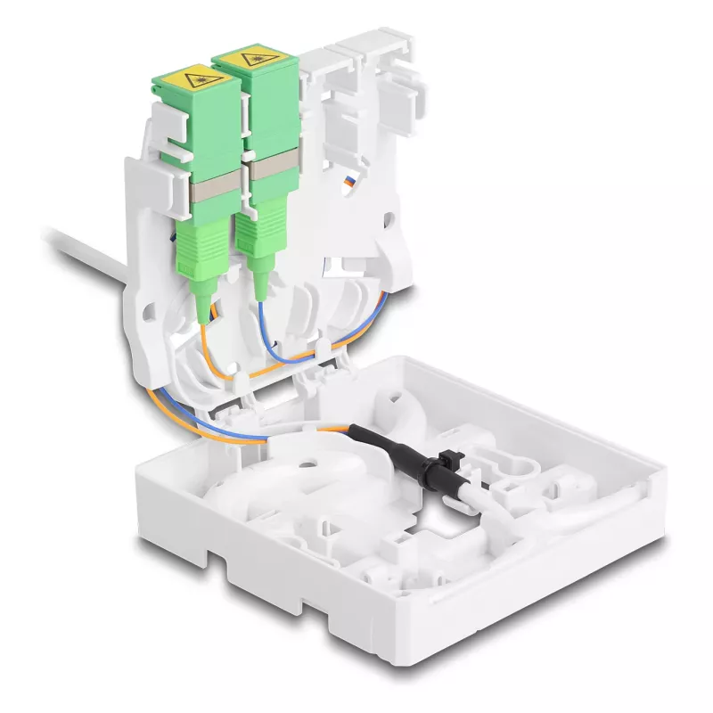 Caixa de ligação de fibra ótica DELOCK 2 x SC/APC Simplex com conjunto de cabo drop G.657.A1 de 30 m