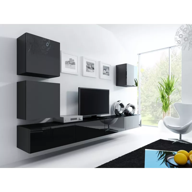 Armário de parede cama meble VIGO 50×50×30 cm, preto/preto brilhante