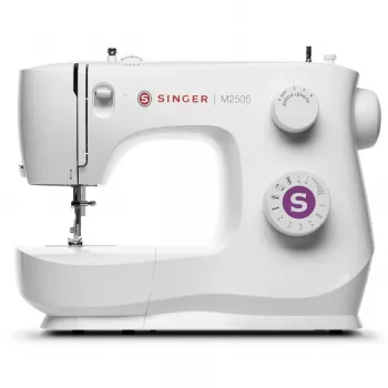 Máquina de costura mecânica SINGER M2505 – 10 pontos, casa de botão automática, braço livre, branca