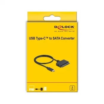 Conversor DeLOCK 63803 USB Type-C para 22 pin SATA 6 Gb/s para SSD / HDD de 2,5 polegadas, ASM235CM, 0,5 m