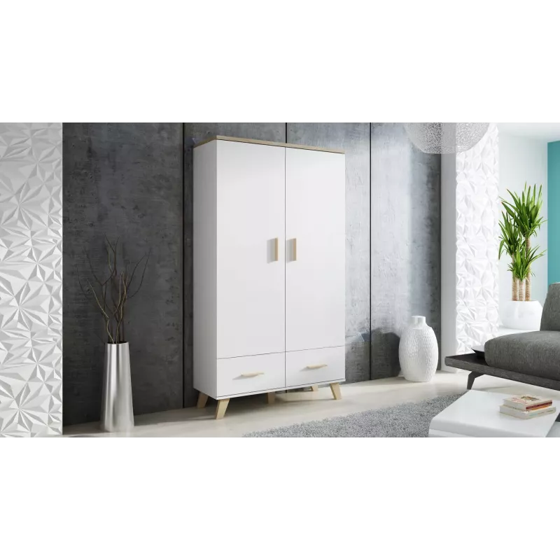 Cama Meble LOTTA 2D2D roupeiro, branco + carvalho Sonoma