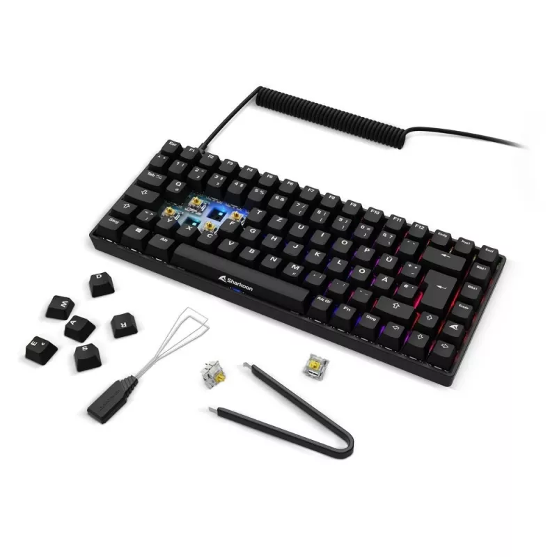 Teclado gaming mecânico Sharkoon Skiller SGK50S3 PBT preto amarelo RGB