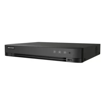 DVR Hikvision Pro Series 4 canais 1080p 1U H.265 AcuSense, 4 entradas de vídeo, máx. 2960×1665, disco de 10 TB, Fast Ethernet, 12V, preto