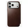 Capa para telemóvel tipo carteira Nomad Modern Leather Folio para iPhone 17 Pro Max — castanha, pele, ecrã de 6,3 polegadas, 4 compartimentos para cartões