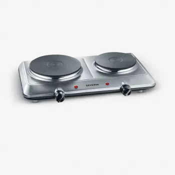 Placa de cozinha de mesa Severin DK 1014 com placa fechada 2 zonas controlo por botão rotativo