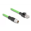 Cabo de rede DeLOCK M12 codificado X 8 pinos ficha macho para ficha RJ45 PUR (TPU) 1 m