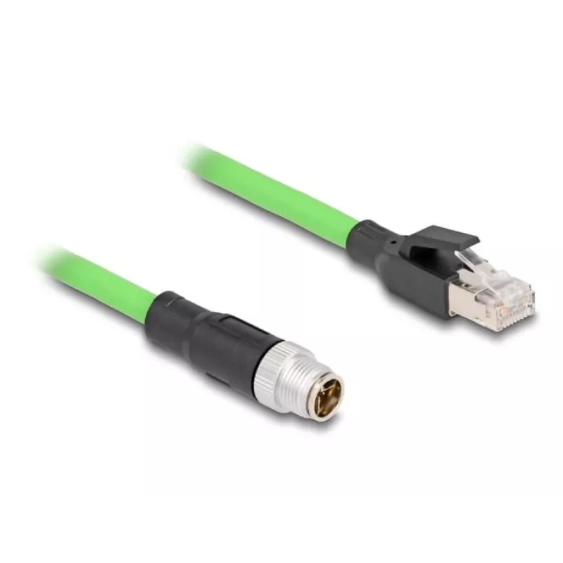 Cabo de rede DeLOCK M12 codificado X 8 pinos ficha macho para ficha RJ45 PUR (TPU) 1 m