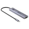 Hub USB-C Unitek H1124AGY01 com 100W PD, HDMI 2.0, 2x USB‑A, 2x USB‑C, leitor de cartões SD/microSD — alumínio