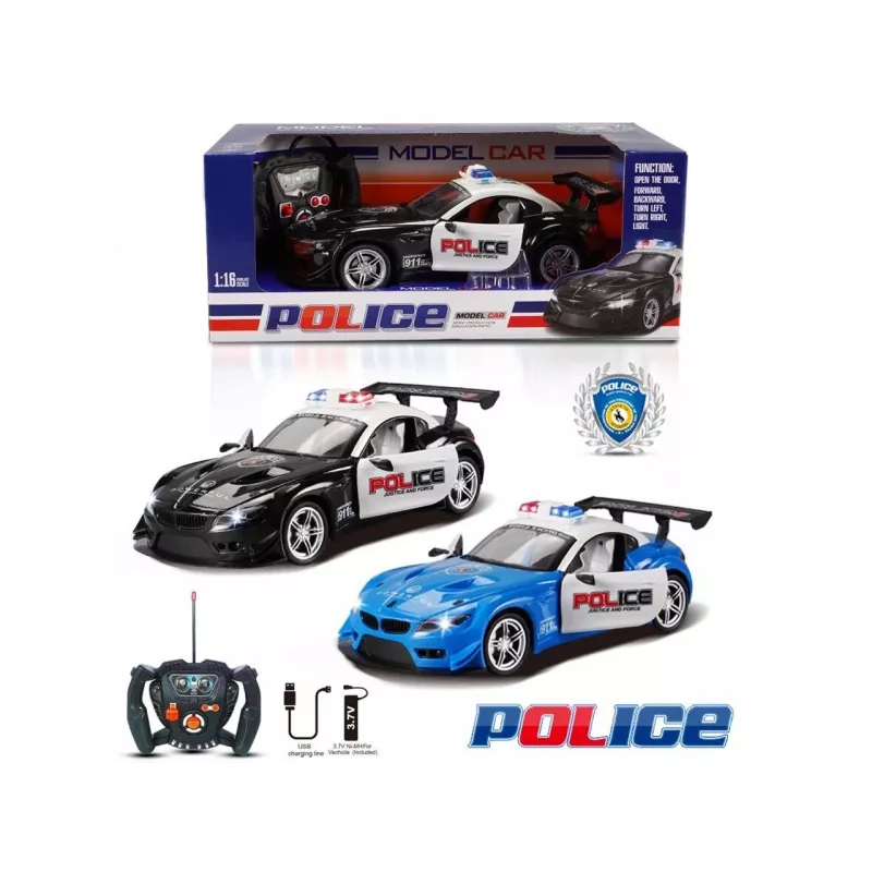 Carro de polícia R/C Madej com luz e porta de abrir – modelo radiocomandado