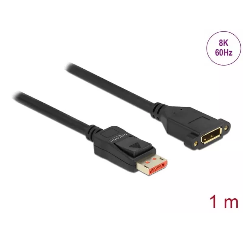 Cabo de extensão DisplayPort com montagem em painel DeLOCK 87095 8K 60 Hz 1 m