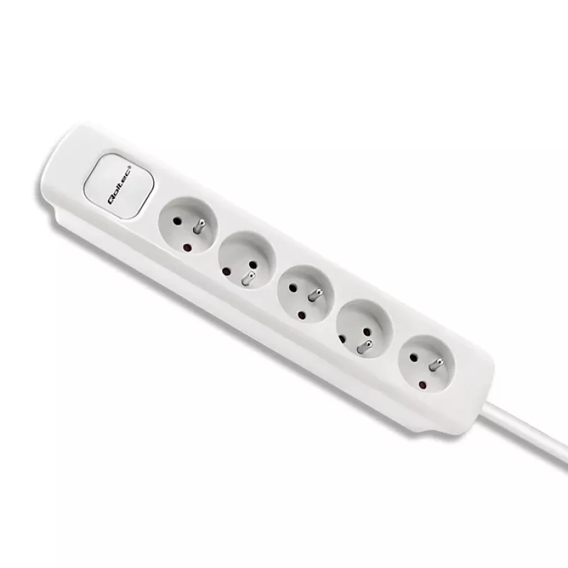 Extensão de energia Qoltec 50276 1,8 m 5 tomadas AC Interior Branco
