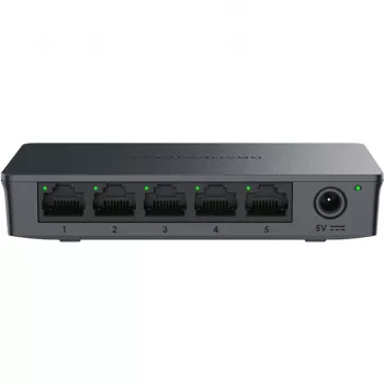Grandstream GWN7700 switch não gerido Layer 2 5 portas Gigabit capacidade de comutação 10Gbps 802.1p QoS preto para secretária/parede 5VDC