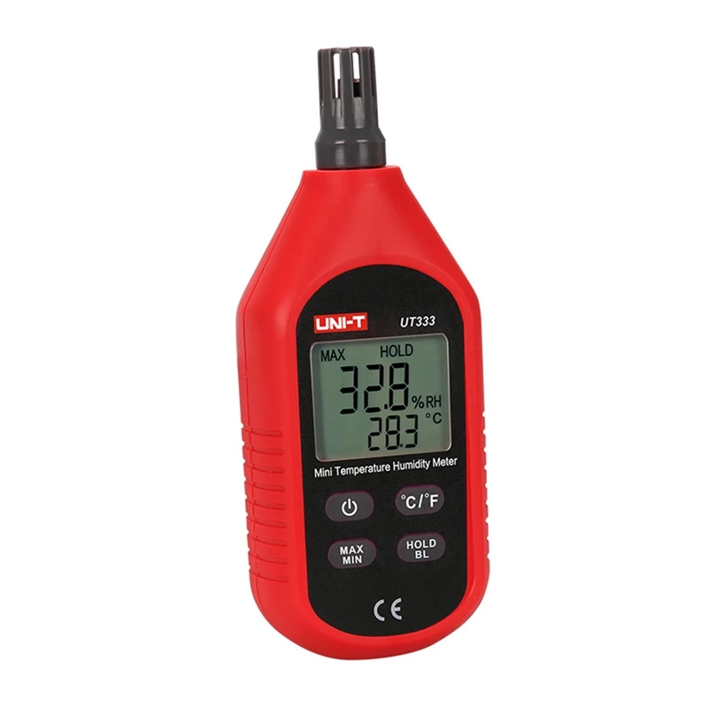 Mini medidor de temperatura e humidade UT333 — termo-higrómetro portátil para medição de temperatura e humidade relativa