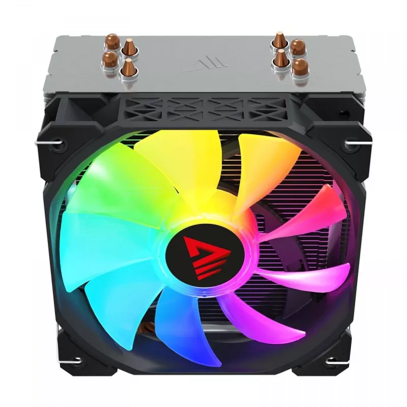 Dissipador de CPU SAVIO SAVGCOVORTEXX2ARGB com 4 heatpipes, ventoinha ARGB de 120 mm, preto
