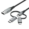 Cabo Vention USB 2.0 A macho para 3-em-1 Micro-B&USB-C&Lightning macho 1M cinzento liga de alumínio