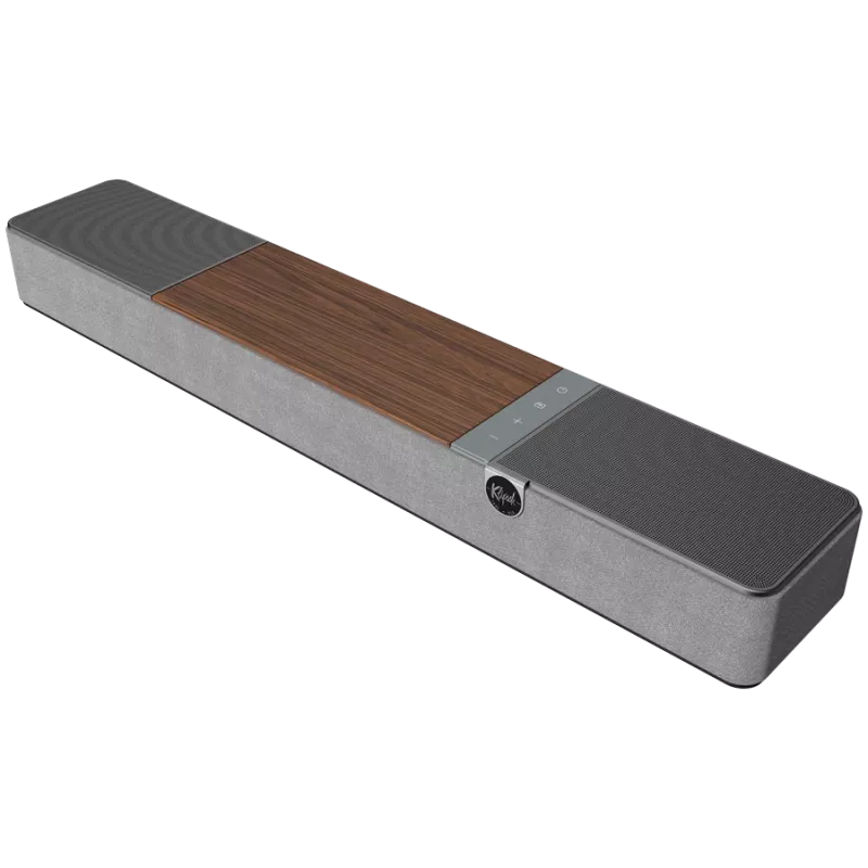 Barra de som KLIPSCH Flexus CORE 100 — 2.1 canais, 100 W, subwoofer integrado, cinzento/nogueira