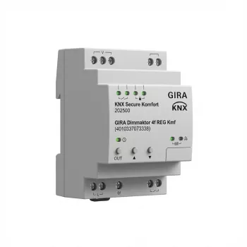 Atuador de dimmer KNX 4 canais Gira Dimmaktor REG KNX Secure 202500, 4 saídas