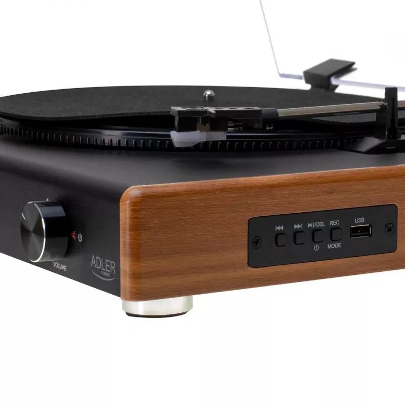 Adler AD 1915 gira-discos com USB, acionamento por correia, cápsula cerâmica, Bluetooth, saída RCA