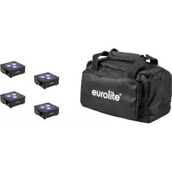 Conjunto de luzes LED planas EUROLITE AKKU 3 (4× painéis a bateria) com softbag