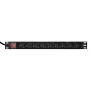 Unidade de distribuição de energia GEMBIRD EG-PDU-9F2F — 9 tomadas francesas (tipo E), rack 1H, 16A, cabo de 2 m