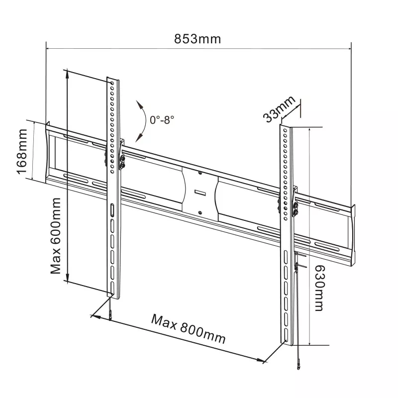Suporte de parede para TV fixo Akyga AK-MB-09, 37-85 polegadas, 60 kg, VESA 800x600, preto