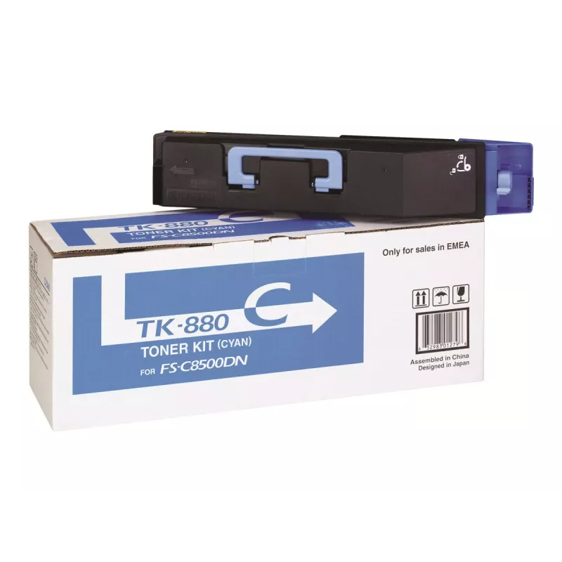 Cartucho de toner Kyocera TK-880C ciano, original, impressão laser, rendimento 18.000 páginas, 1 unid.