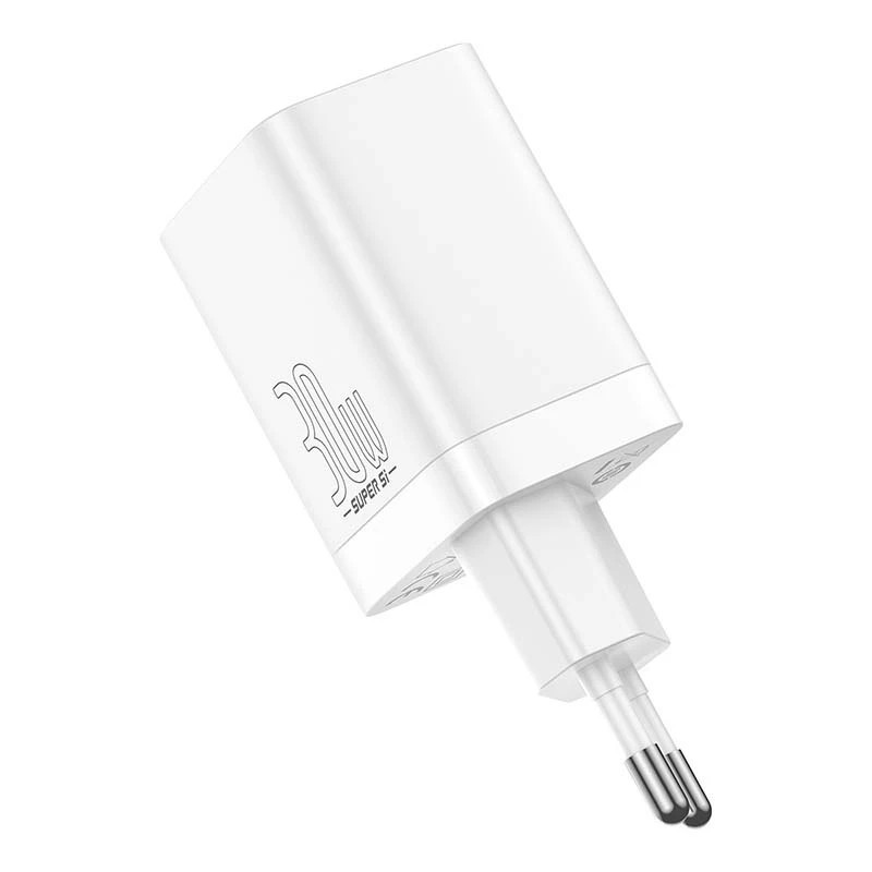 Baseus Super Si Pro carregador rápido USB + USB-C 30W (branco)