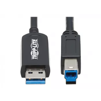 Cabo de fibra ótica ativo (AOC) com certificação Plenum Eaton Tripp Lite Série USB 3.2 Gen 1 - A/B M/M, preto, 20 m - Cabo USB - USB Type-A (M) para USB Type-B (M) - USB 3.2 Gen 1 - 20,0 m - P