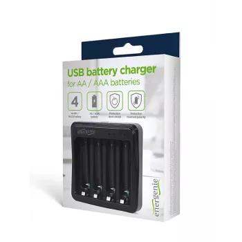 Carregador de pilhas Gembird BC-USB-03 compatível com USB AA AAA preto