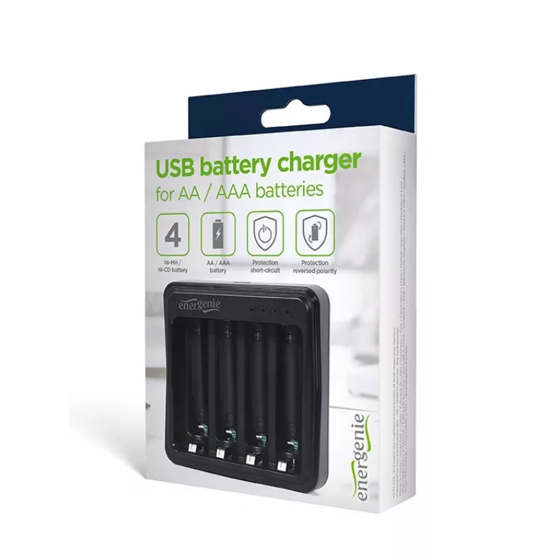 Carregador de pilhas Gembird BC-USB-03 compatível com USB AA AAA preto