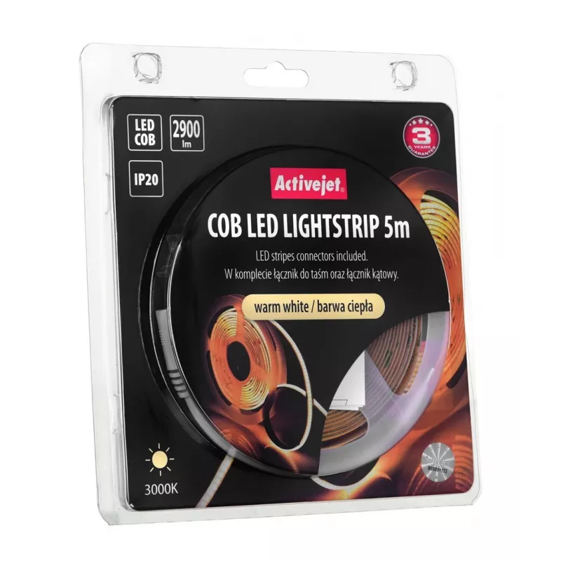 Fita LED universal Activejet AJE-COB 5m luz quente para interior