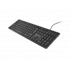 Teclado multimédia fino com fios NATEC HERRING — preto, layout low-profile, teclas multimédia