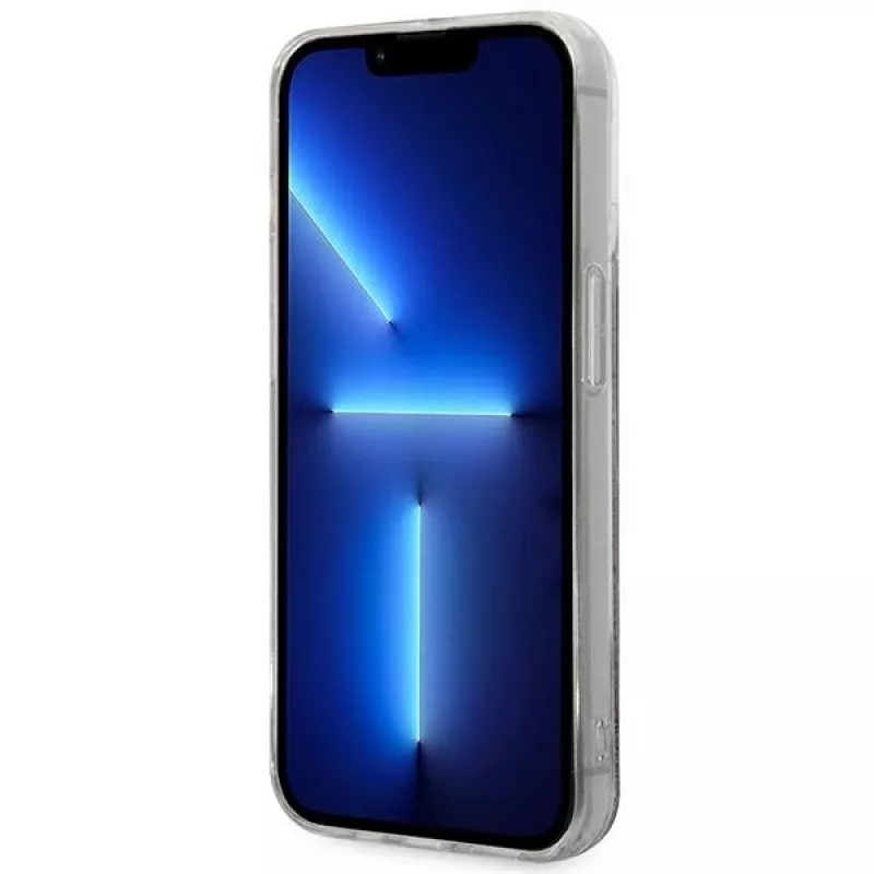 Karl Lagerfeld KLHCP14XLMNMS iPhone 14 Pro Max 6.7 capa rígida prateado / prateado Liquid Glitter Monogram