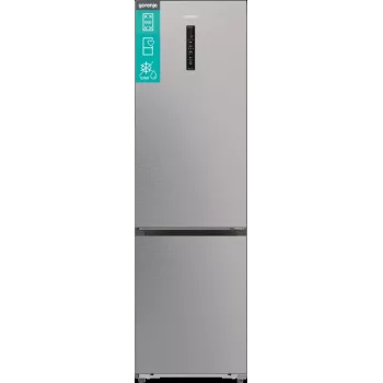 Combinado frigorífico-congelador Gorenje NRB620E61X4WFE, independente, aço inoxidável, capacidade total 413 L, congelador em baixo 130 L, NoFrost, indicador LED