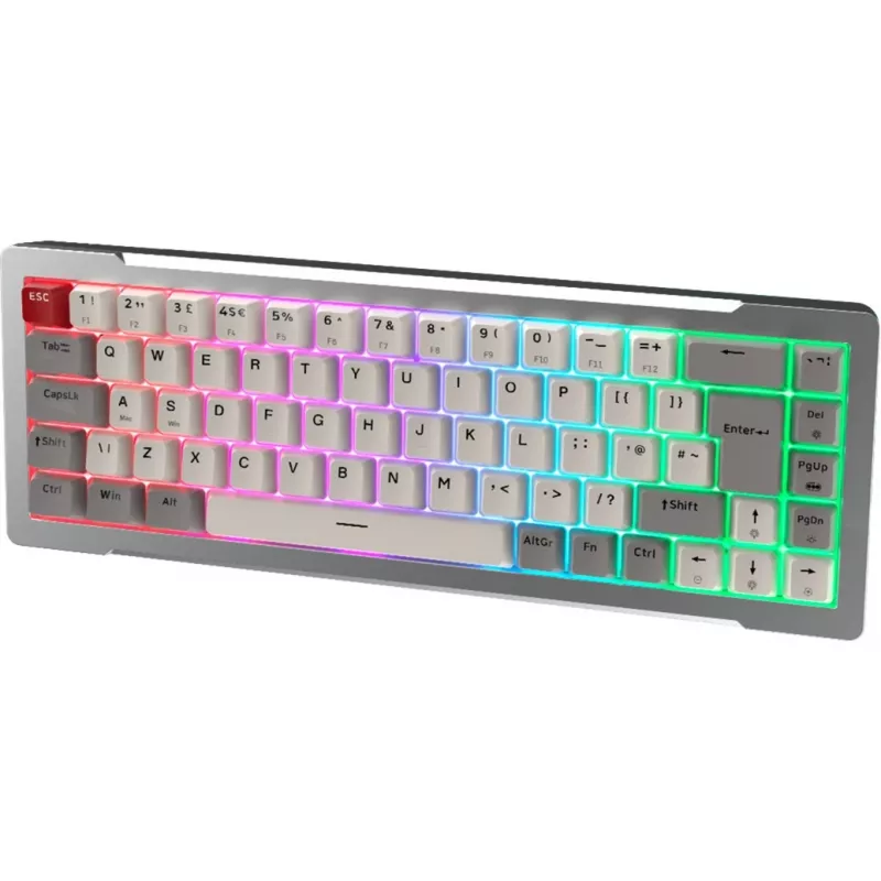 Raijintek MGA-68 teclado gaming, switches Hejin Magnetic Yellow, disposição DE, prateado