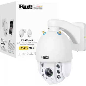 Câmara IP Instar IN-9820 4K branco — resolução 4K, visão noturna, deteção de movimento