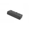 Natec Mantis 2 NHU-1557 hub USB 3.0 de 4 portas, entrada USB Type-B, interruptores ligar/desligar, adaptador de corrente, preto