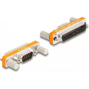 Adaptador de cabo DELOCK D-Sub 9 pinos para D-Sub 25 pinos, contactos dourados, laranja/prateado