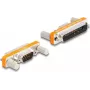 Adaptador de cabo DELOCK D-Sub 9 pinos para D-Sub 25 pinos, contactos dourados, laranja/prateado