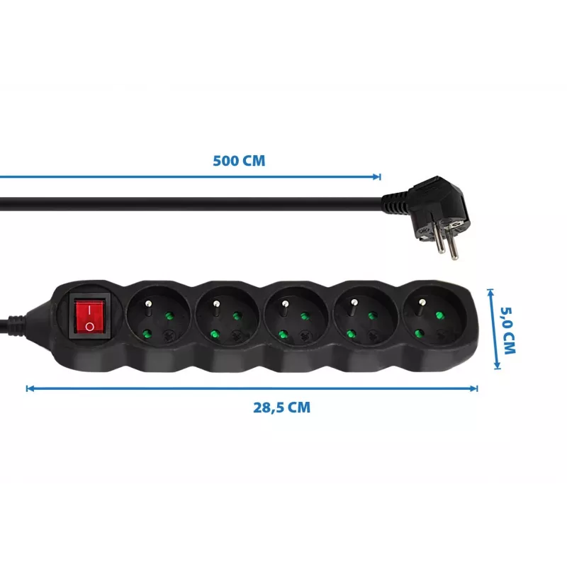 Extensão de energia Esperanza ELK216K 5 m 5 tomada(s) AC interior preto