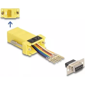 DeLOCK D-Sub 9 pinos fêmea para RJ45 fêmea kit de montagem amarelo VGA RJ-45