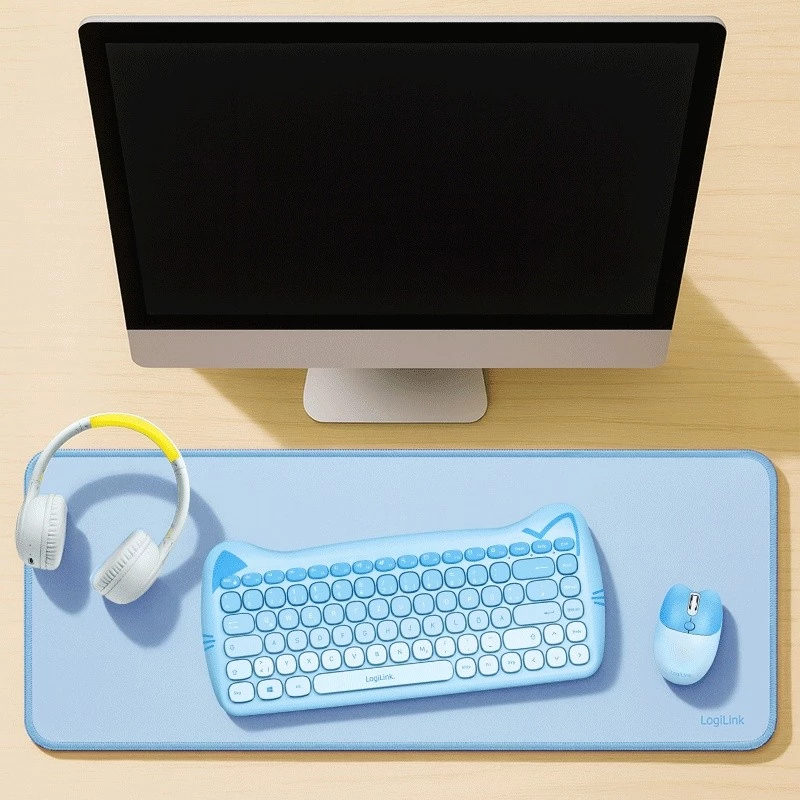 Tapete de secretária XXL para rato e teclado, azul
